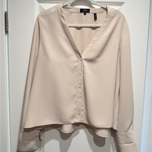 Theory Light Beige V-Neck Blouse